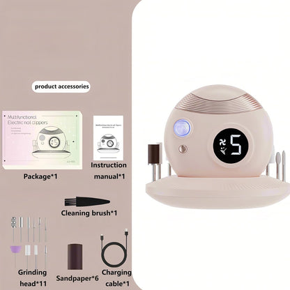 Electric Nail Clippers Upgraded 3 in 1, Rechargeable Automatic Nail Trimmer with Polishing,Dust Storage,LED Light & UV Lamp Nail Care Set