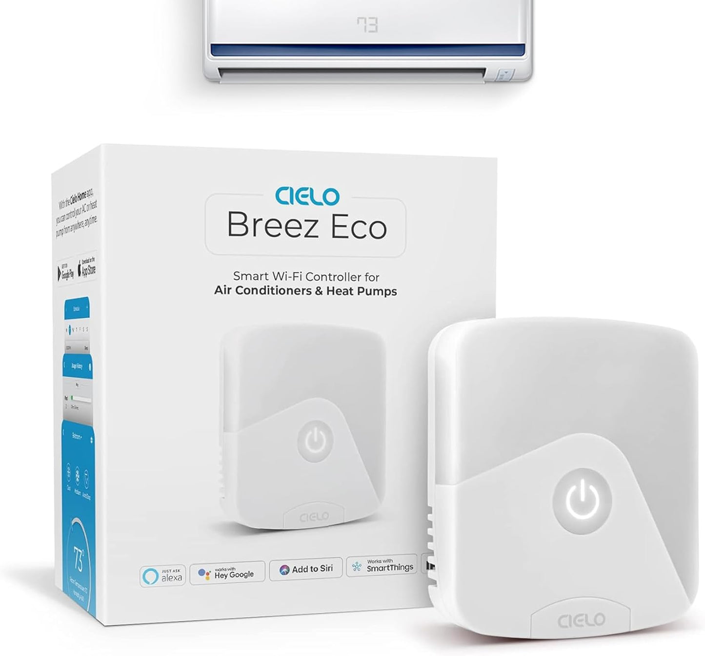 Breez Eco | Smart AC Controller for Mini Split, Window, Portable ACS | WiFi, Alexa, Google, Siri Shortcuts, SmartThings, IFTTT, Free App, NO Subscriptions | Schedules, Geofencing, Comfy (Black)