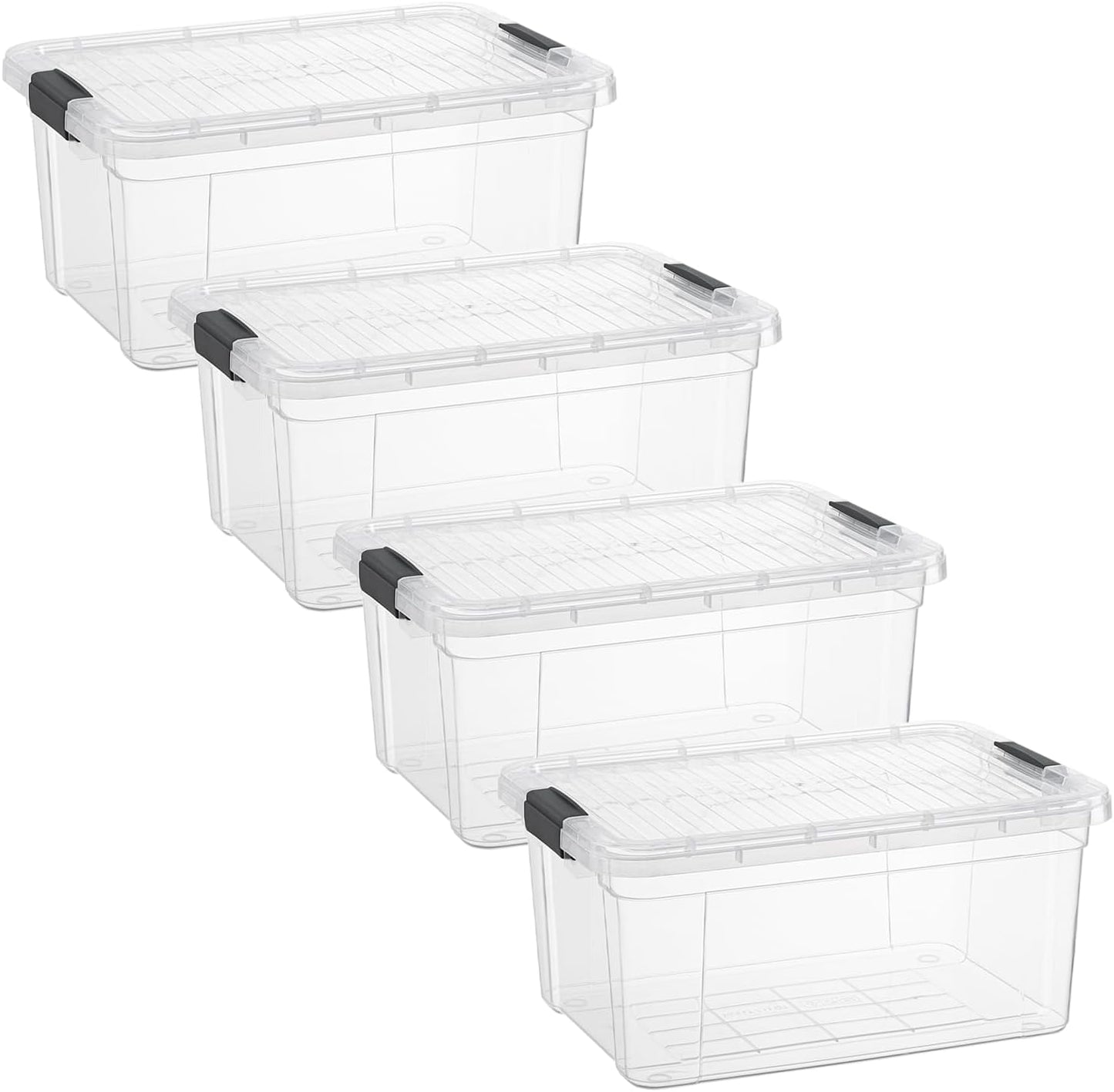 Superio Storage Bins with Lids- 3 Pack, 1.85 Qt Clear Boxes for Organizing, Stackable Plastic Containers- BPA Free, Non-Toxic, Odor Free, Organizer for Home, Office, Dorm
