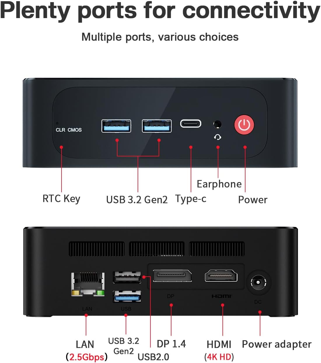 Beelink SER8 Mini PC, AMD Ryzen 7 8745HS(4nm, 8C/16T) up to 4.9GHz, Mini Computer 32GB DDR5 RAM 1TB M.2 NVME SSD, Desktop PC 4K@120Hz Triple Display, Mini Gaming Computer WiFi6/BT5.2/2.5Gbps/W-11 Pro