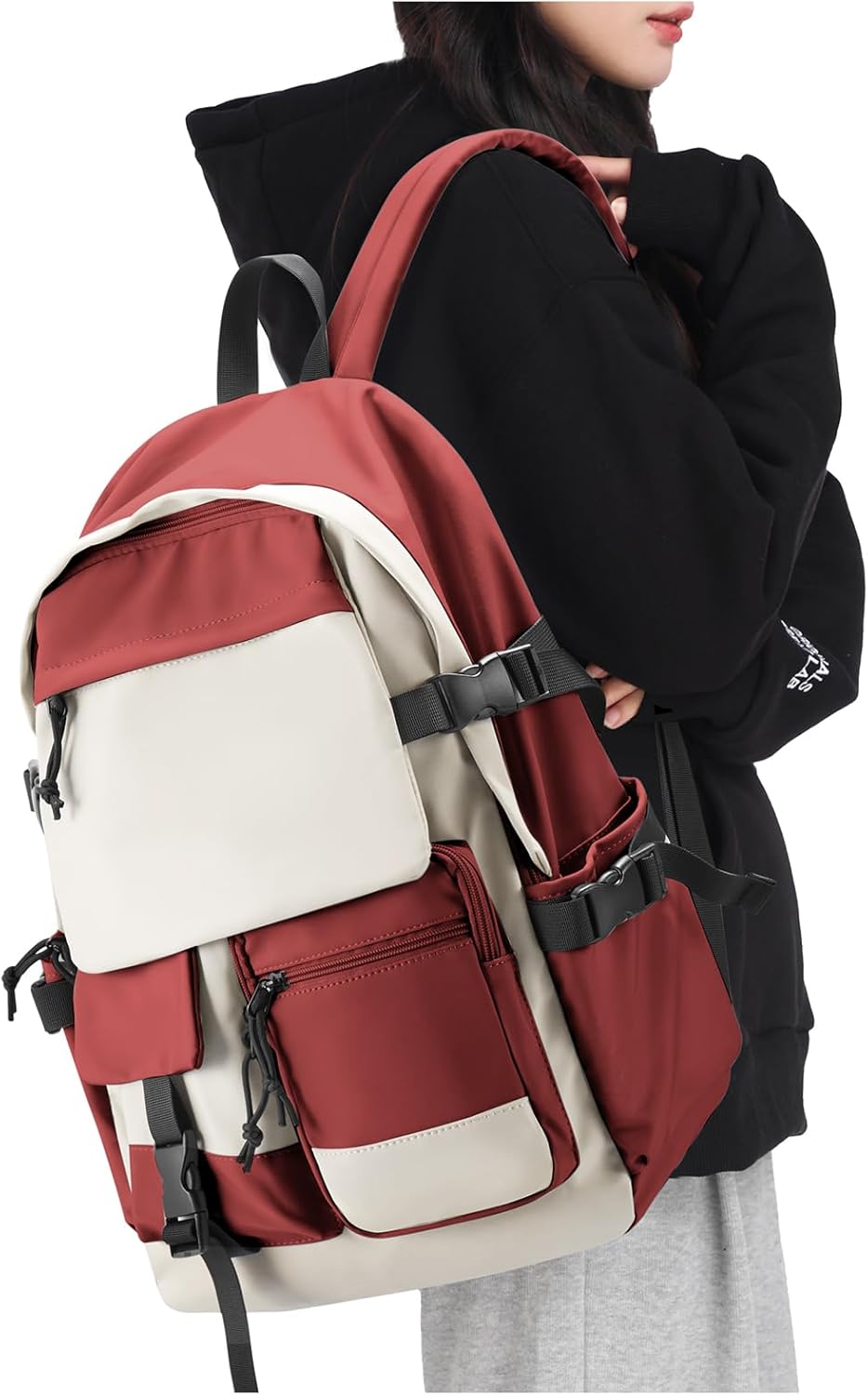 School Backpack for Women Men College High School Bags for Boys Girls Casual Daypack Laptop Backpack Waterproof Black Bookbag Travel Rucksack