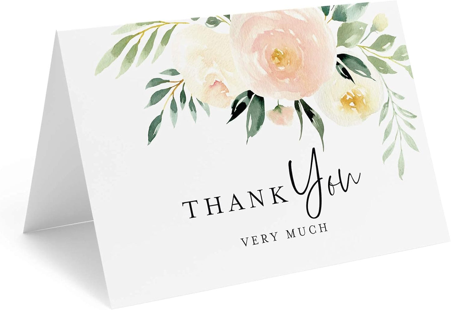 Bliss Collections Thank You Cards - Cards for Weddings, Receptions, Bridal Showers, Baby Showers, Graduations, Special (Rustic Greenery - 25 pieces)
