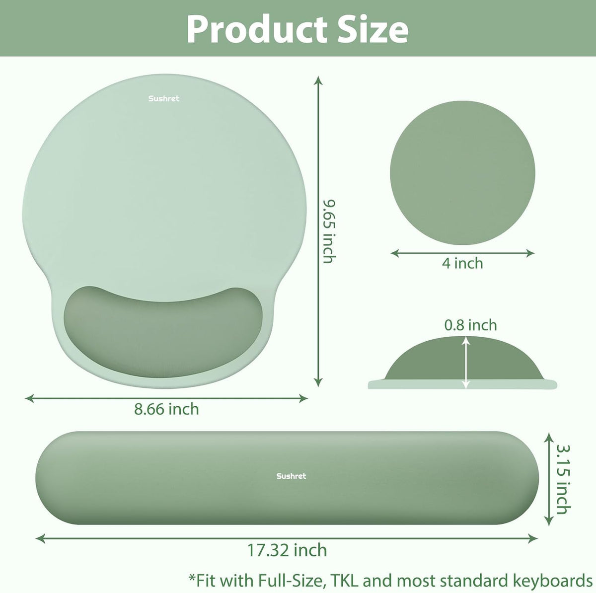 Sushret Mouse Pad and Keyboard Wrist Rest, Mouse Pad with Wrist Rest Set