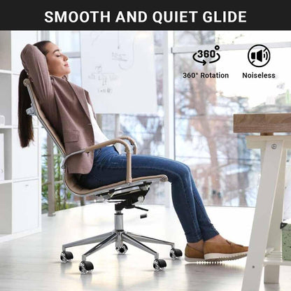 MotionGrey - Premium Dual Office Chair Wheels Replacement for Hardwood Floors, Chair Casters Replacement, Heavy Duty Desk Chair Wheels for Replacing Chair Mat, Rollerblade Casters