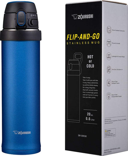 Zojirushi Flip-and-Go Stainless Mug, 20-Ounce, Cobalt Blue