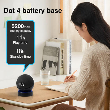 Battery Base for Dot (4th Gen) to Make Dot 4 Portable (The Speaker Not Included ) (DT04 Black)