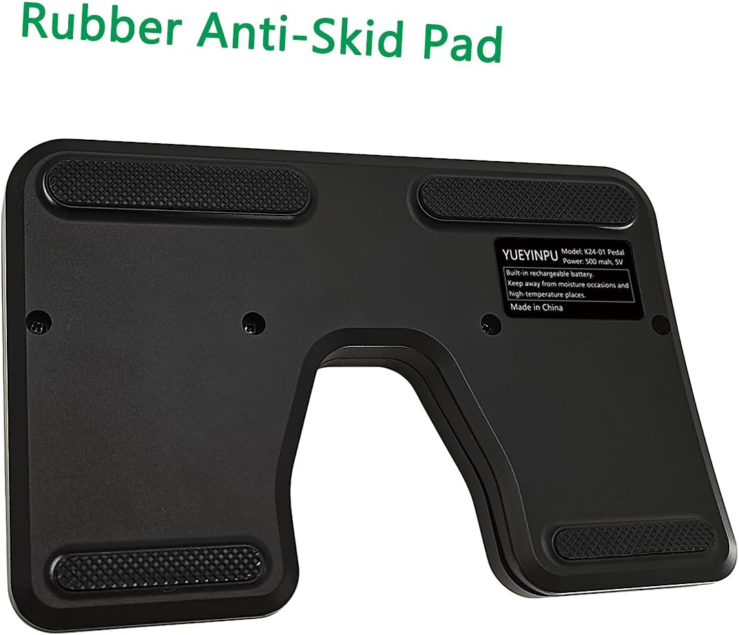 Yueyinpu Wireless Foot Pedal Hands-Free Music Page Turner for Tablets Smartphones Rechargeable Anti-Skid Pad (Classic)