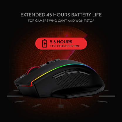 Redragon M686 Wireless Gaming Mouse, 16000 DPI Wired/Wireless Mouse with Professional Sensor, 45-Hour Durable Power Capacity, Customizable Macro and RGB Backlight for PC/Mac/Laptop