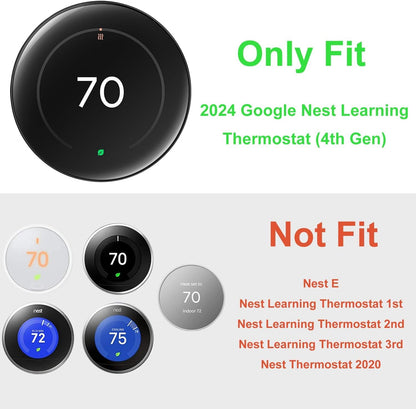 BAOKZZOM Nest Thermostat Wall Plate Cover Replacement Compatible with Google Nest Learning Thermostat (4th Gen), Practical Nest Learning Thermostat 4 Trim Kit, Snap fit Design (Black, 1 Pack)