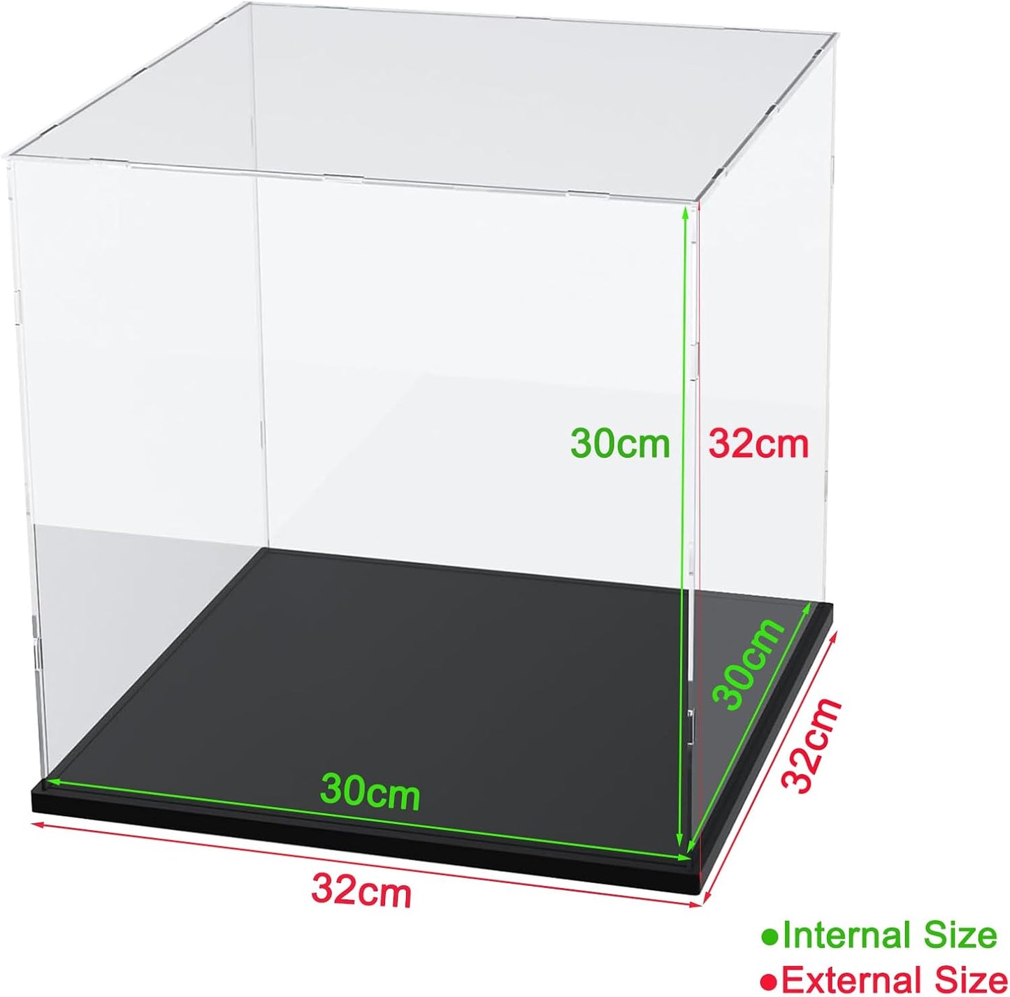 Thickened Clear Acrylic Display Case for Lego 10330 43268 76450 42170 10295 10353 Collectibles, Transparent Box Dustproof Protection with Wood-Plastic Base & String Light, Black Inside 40x20x20cm