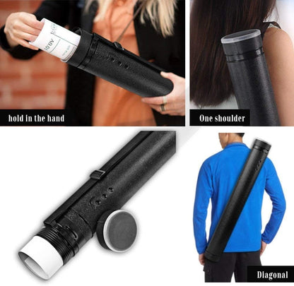 Telescoping Document Tube, Poster Tube with Shoulder Strap, 24.5-40 Inch | Portable Poster Document Storage Tube for Artworks, Blueprints, Drafting and Scrolls, with Strap for Easy Carry