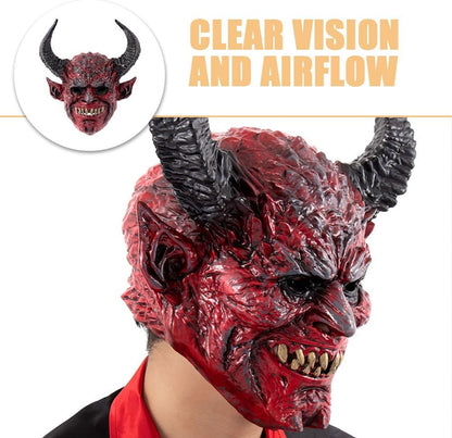 ULTECHNOVO Halloween Devil Horn Mask Scary Face Mask for Cosplay Parties Comfortable Openings Elastic Strap