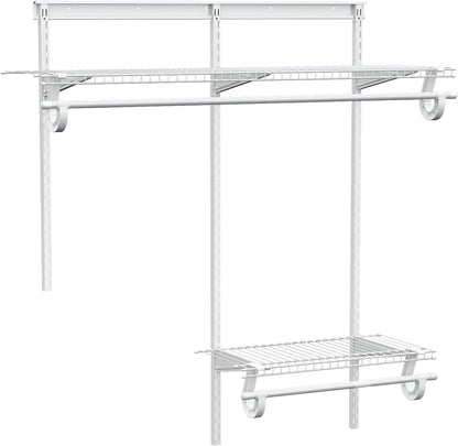 PROWORX 2-4 Ft. Expandable Closet Organizer System Kit, White Custom Metal Wire Shelving, Organization and Storage Shelves Wall Mounted with Hanging Rods
