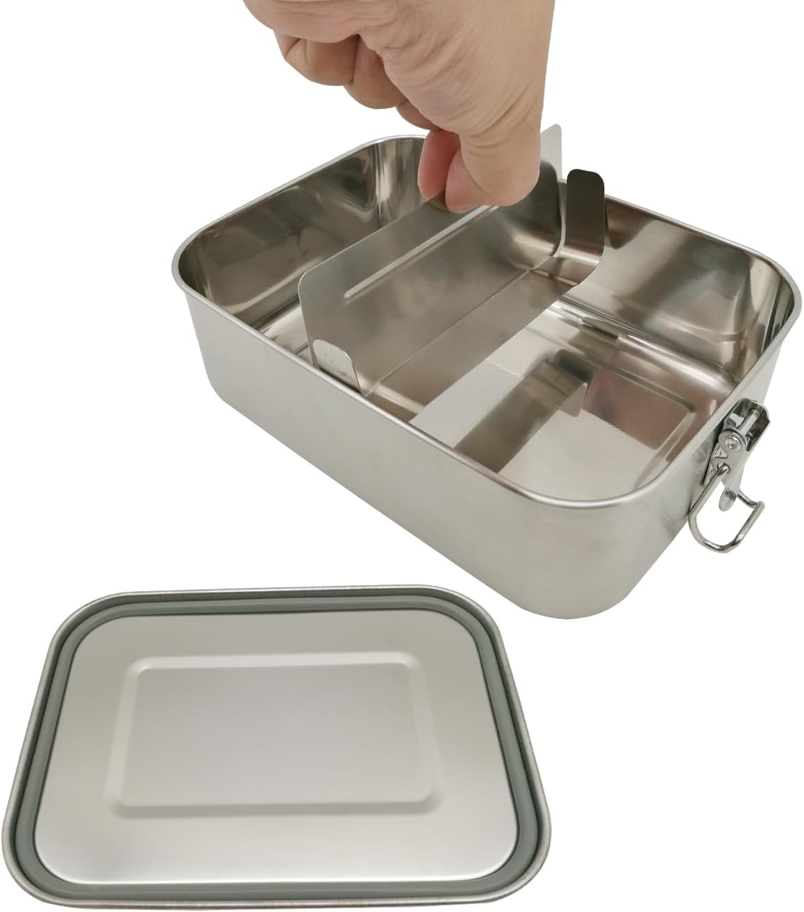 UPTRUST Leak Proof Stainless Steel Bento Lunch Container, (47OZ/1400ML) Metal Bento Lunch Box for Kids or Adults, 3 Compartment Packing Box for Work Lunch