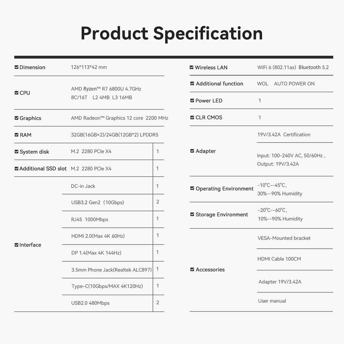 Beelink Mini PC SER5 MAX with AMD Ryzen 7 6800U, 32GB LPDDR5 1TB NVMe M.2 SSD, DP/HDMI/Type-c Triple Display Output,WiFi6,1000M LAN, BT5.2, W-11 Mini Computer