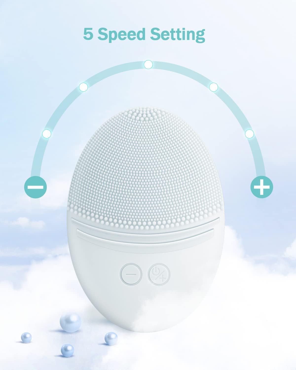 EZBASICS Sonic Facial Cleansing Brush Made with Ultra Hygienic Soft Silicone, Waterproof Sonic Vibrating Face Brush for Deep Cleansing, Gentle Exfoliating and Massaging, Inductive Charging Blue