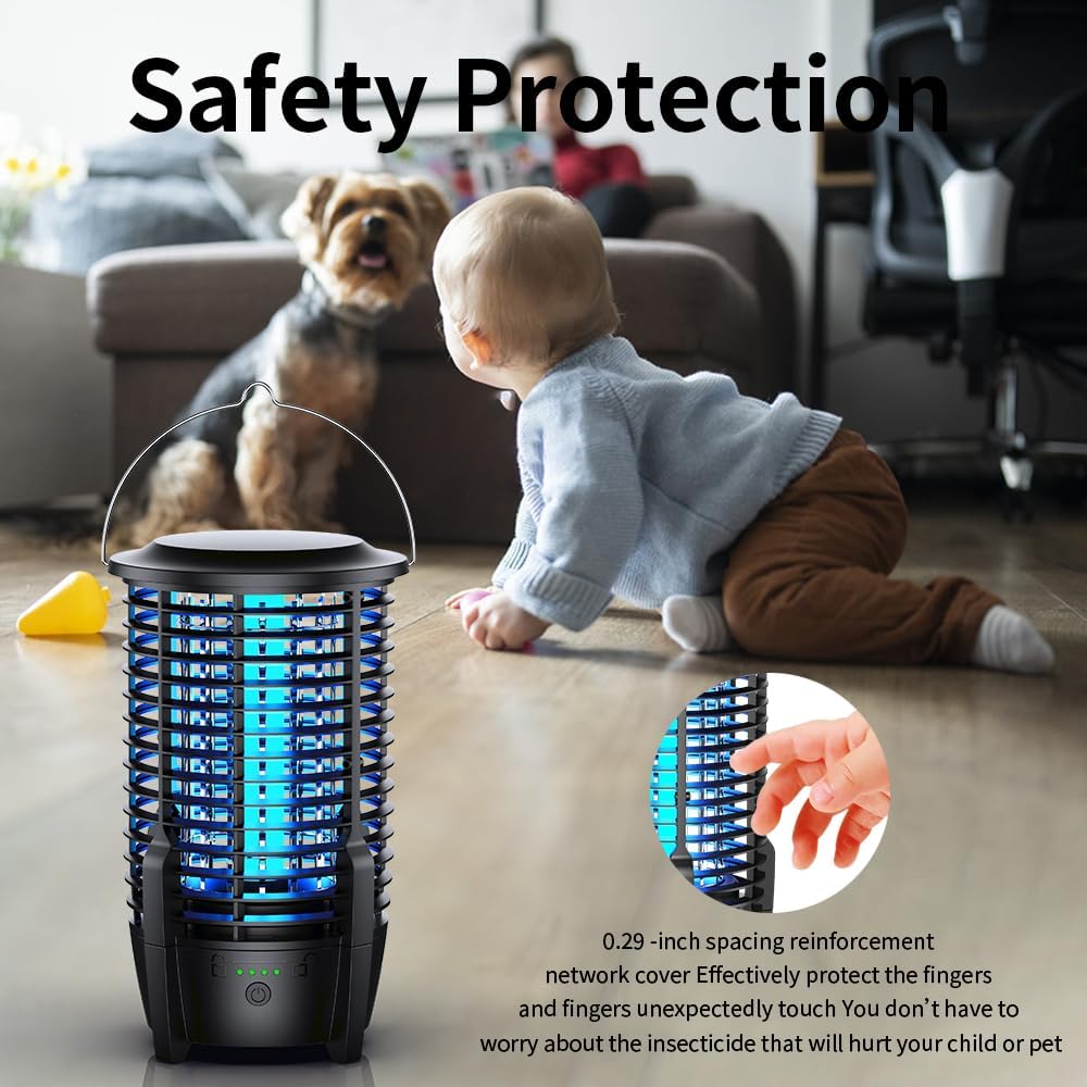 Bug Mosquito Zapper Outdoor with Light, High Powered Mosquito Zappers Killer, Waterproof Insect Fly Zapper Mosquito Trap Outdoor, Mosquito Lamp Bulb, Insect Killer for Home Garden Backyard, Camping