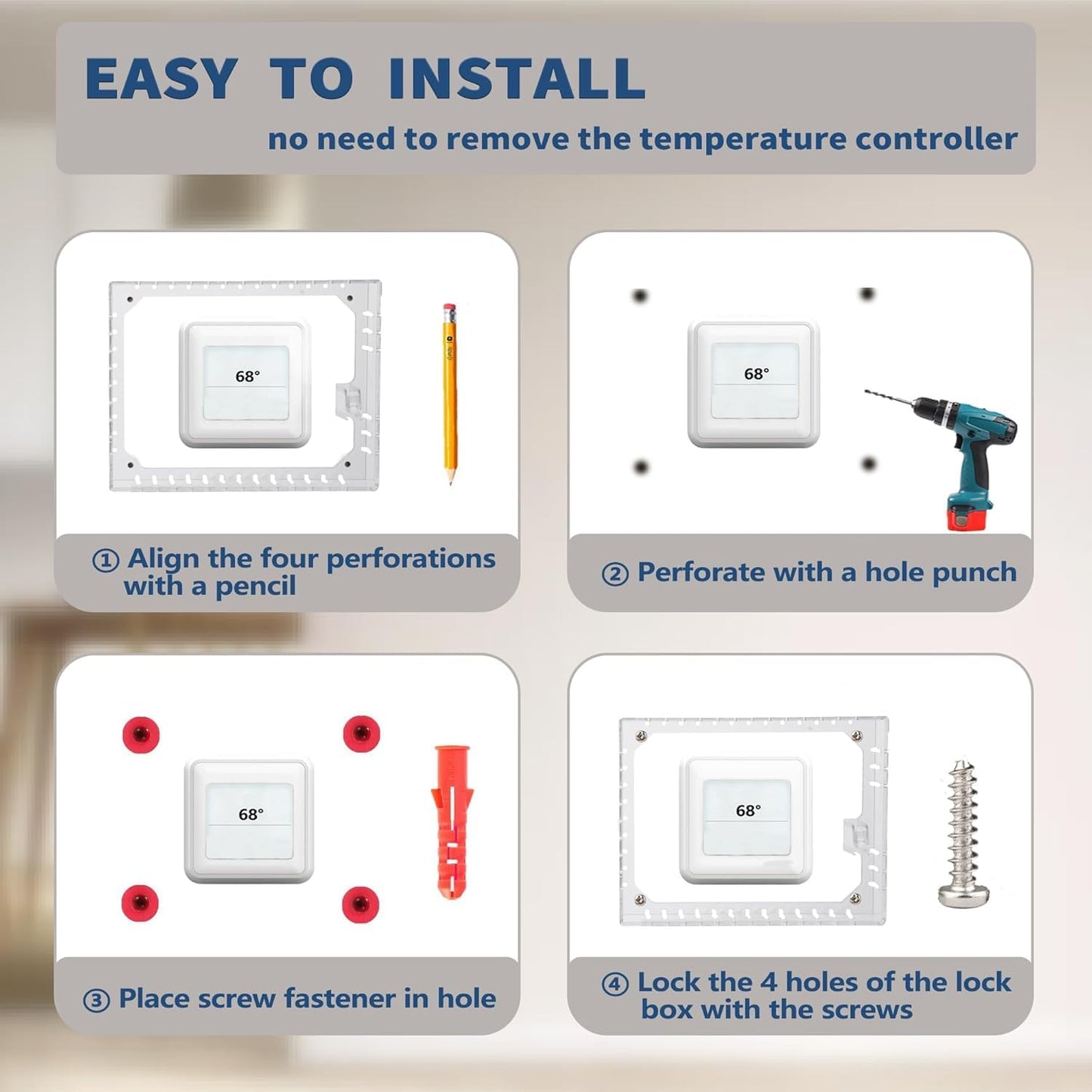 Thermostat Lock Box with Key,Universal Clear Thermostat Cover,Acrylic Wall Mounted Guard Box,for Wall,Restaurants,Wall AC Panel,Fits 7.8" H x 4.7" W x 2.2" D or Smaller