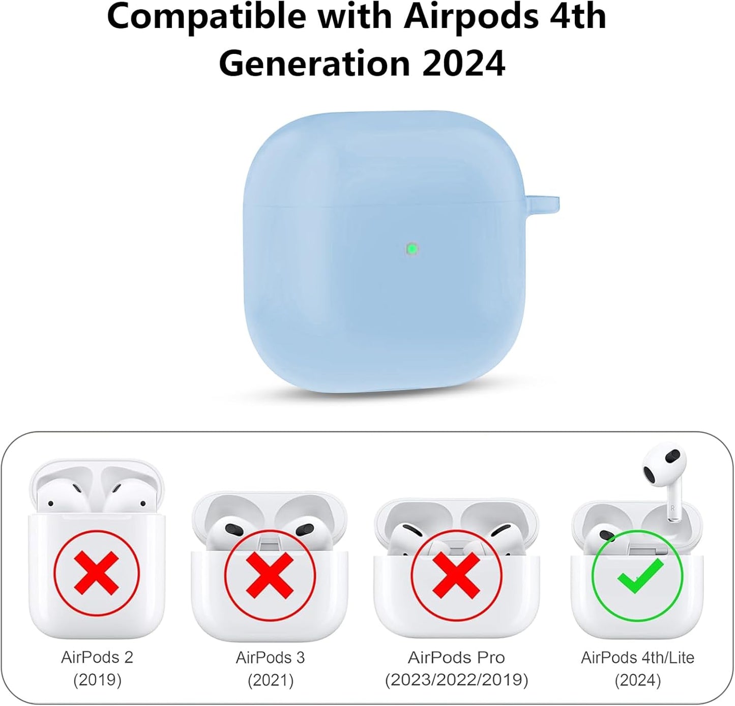 Aircawin for Airpods 4 Case Cover,Shockproof Case for Airpods 4th Generation Case Cover 2024,Premium Silicon Case with Keychain and Cleaing Pen for Airpods 4 Gen, Wireless Earphone Accessories-Blue