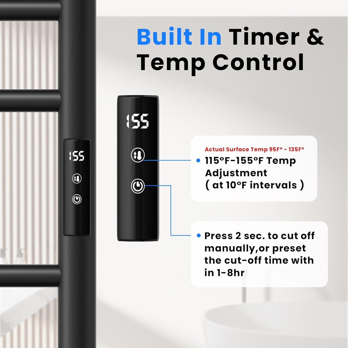 POPFLY Heated Towel Rack, Wall Mounted Electric Hot Towel Warmer, 4-Bar 304 Stainless Steel Small Heated Towel Warmer Rack for Bathroom with Timer and Temperature Control, Brushed