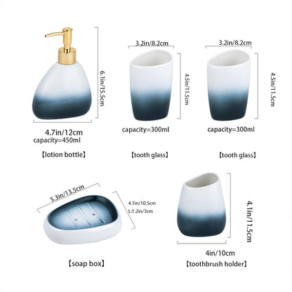 White Bathroom Accessories Set,Modern Countertop Bathroom Decor,Luxury 6 Piece Bathroom Accessory Set,Complete with Soap Dispenser,Toothbrush Holder,Tumbler,Tray