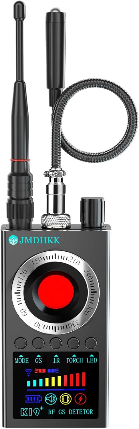 JMDHKK K19+ Hidden Camera Detector, Bug Sweeper & GPS Tracker Scanner – RF Signal & Magnetic Field Detection, Camera Lens Finder for Travel, Hotel, Car, and Office Privacy Protection