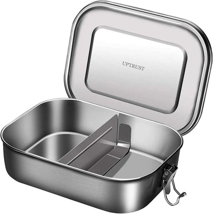 UPTRUST Leak Proof Stainless Steel Bento Lunch Container, (47OZ/1400ML) Metal Bento Lunch Box for Kids or Adults, 3 Compartment Packing Box for Work Lunch