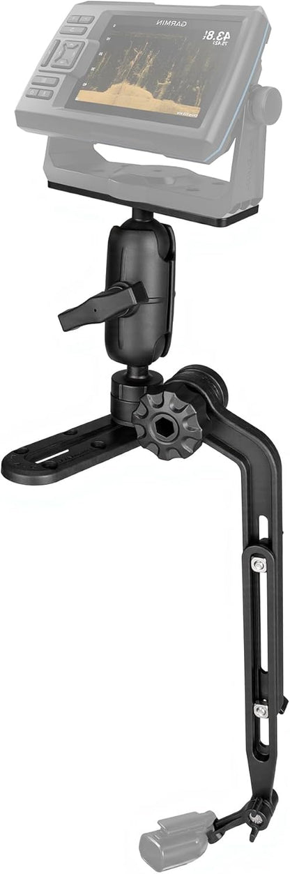 Velpaw 1.5" Ball Kayak Fish Finder Mount with Transducer Mounting Arm, Marine Electronic Mount Plate with Low Profile Track, Compatible with RAM Mounts, Scotty, Lowrance, Garmin