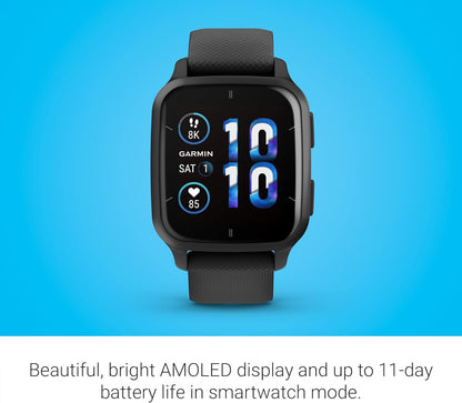 Garmin Venu® Sq 2 GPS Smartwatch, All-Day Health Monitoring, Long-Lasting Battery Life, AMOLED Display, Slate and Shadow Gray