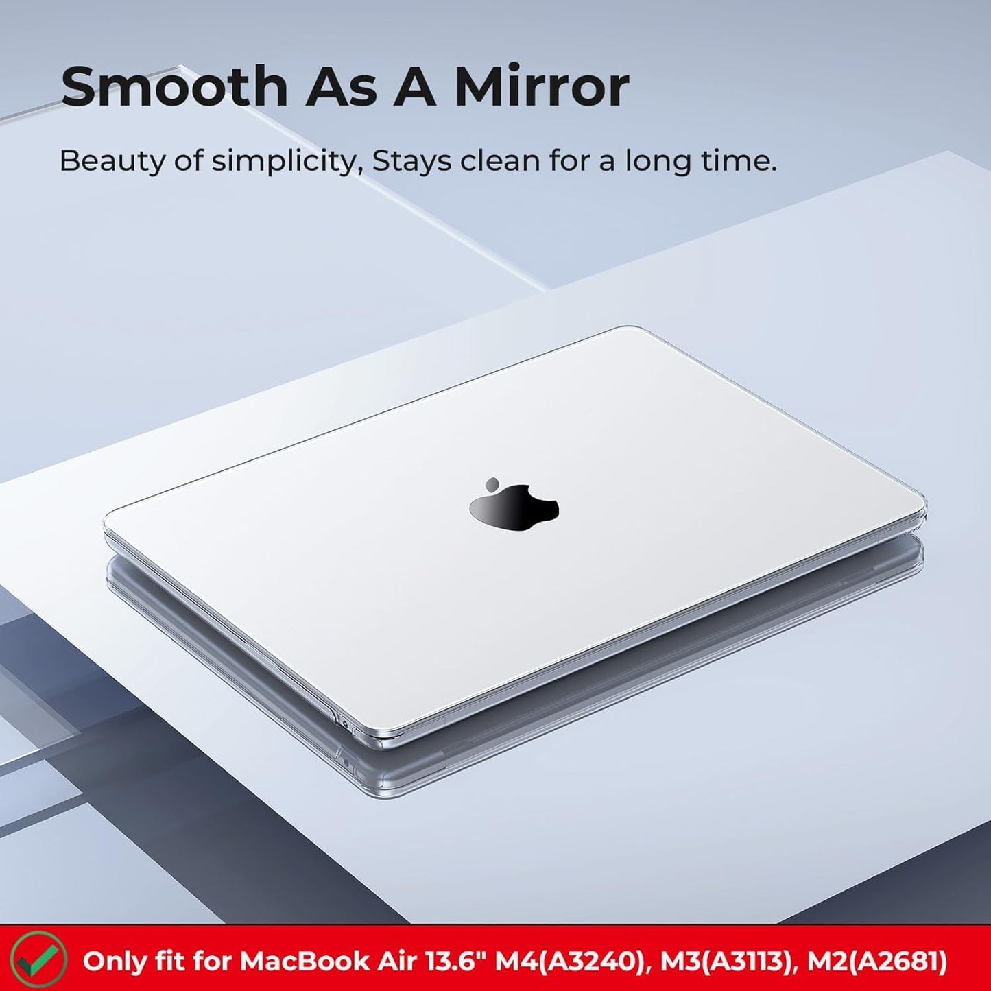 EooCoo Case Compatible with MacBook Air 13 inch M4 M3 M2 2025-2022 A3240 A3113 A2681, 13.6" Hard Case Cover & TPU Keyboard Skin & Screen Protector for Laptop Air 13.6 inch - Crystal Clear