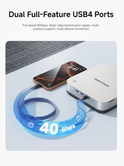 MINISFORUM AI Mini PC X1 Pro AMD Ryzen AI 9 HX370(12 Cores/24 Threads, up to 5.1GHz)&AMD Radeon 890M Mini Gaming Computer,96GB DDR5 2TB PCIe 4.0 SSD, 8K Quad Display,Dual 2.5 LAN/WIFI7/BT5.4/Oculink