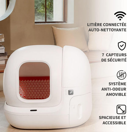 PETKIT Extra Large Self-Cleaning Cat Litter Box for Multi Cats - 76L, Automatic Strong Odor Eliminator, xSecure Integrated Safety Protection/APP Control Smart With Liner