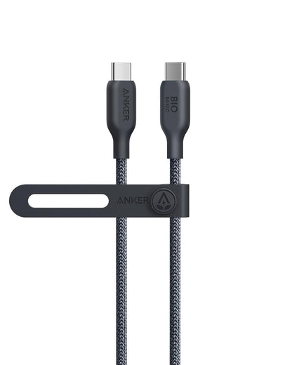 Anker USB C to USB C Cable (240W, 3 ft), Bio-Braided USB C Charger Cable, Fast Charge for MacBook Pro 2020, iPad Pro 2020, iPad Air 4, Samsung Galaxy S23+/S23 Ultra, Pixel(USB 2.0) (Phantom Black) - PuriLite