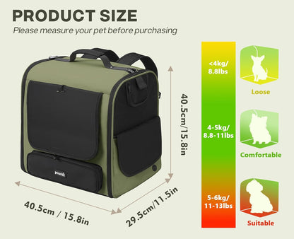 Pecute Cat Backpack, Dog Backpack Carrier with Widened Interior Space,Stable and Secure Pet Car Seat for Sitting and Lying, Breathable Pet Transport Bag Suitable for Hiking, Trekking, Car TravelGray