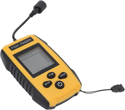 Generic Portable Fish Finder, Kayak, Boat Wired Handheld Fish Depth Finder LCD Display, Sonar Sensor for Lake Sea Ice, 100M/328Feet Detection Range