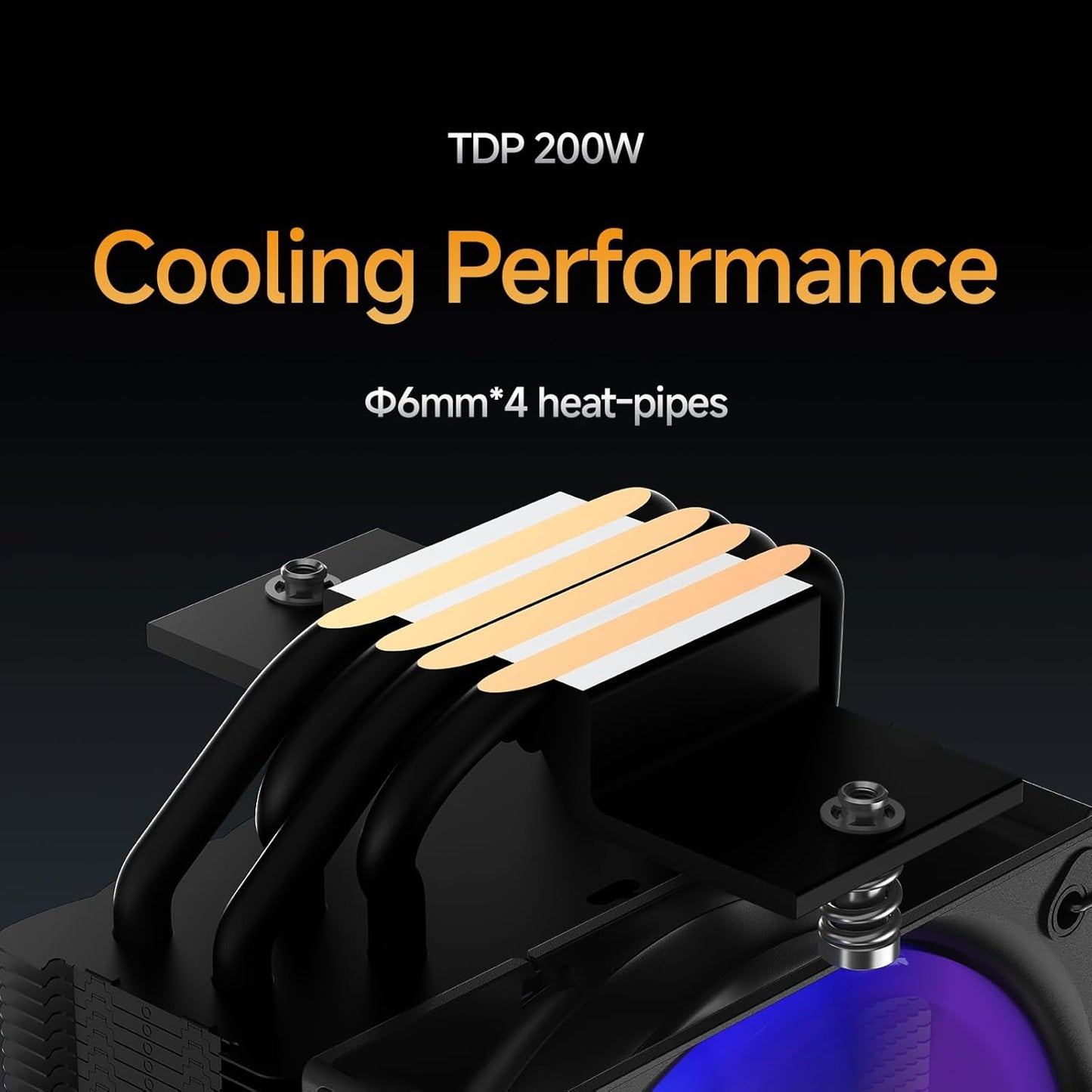 Gamma A40 ARGB WH CPU Cooler,100mm PWM Fan,133mm Height Single Tower Computer CPU Air Cooler,4 Copper Heat Pipes,ARGB Function,Fancy Top Cover,for Intel LGA 115X/1200/1700/1851&AMD AM4/AM5