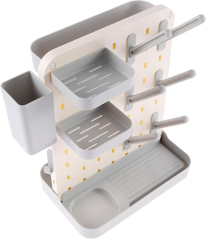 Baby Bottle Drying Rack Large Capacity Bottle Dryer Holder Space Saving Drying Rack for Baby Bottles and Cleaning Supplies (White Grey)(White Grey)