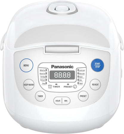 Panasonic SRZC123L Rice Cooker, 6-Cup Uncooked/12-Cup Cooked, Fuzzy Logic Microcomputer, Thick Non-Stick Aluminum Pan, Detachable Inner Lid, 10 Programs, Auto Keep Warm, Keep Warm, White