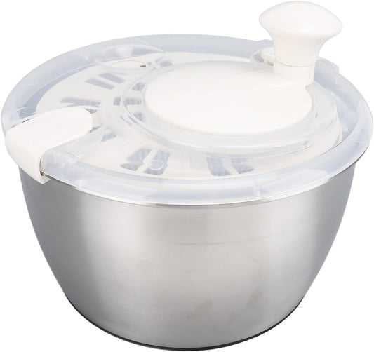 Stainless Steel Salad Spinner, Fruit Vegetable Dryer, Spin and Dry Salad Greens, Drainer & Colander Bowl, Pasta and Fries Spinner, Non Slip Design, 5L Capacity - PuriLite