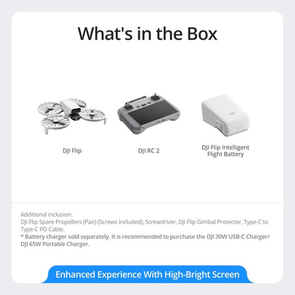 DJI Flip (RC-N3), Drone with 4K UHD Camera for Adults, Under 249 g, 3-Axis Gimbal Stabilization, 44000ft/13km Video Transmission, Palm Takeoff, Auto Return, 31-Min Flight Time, Intelligent Flight