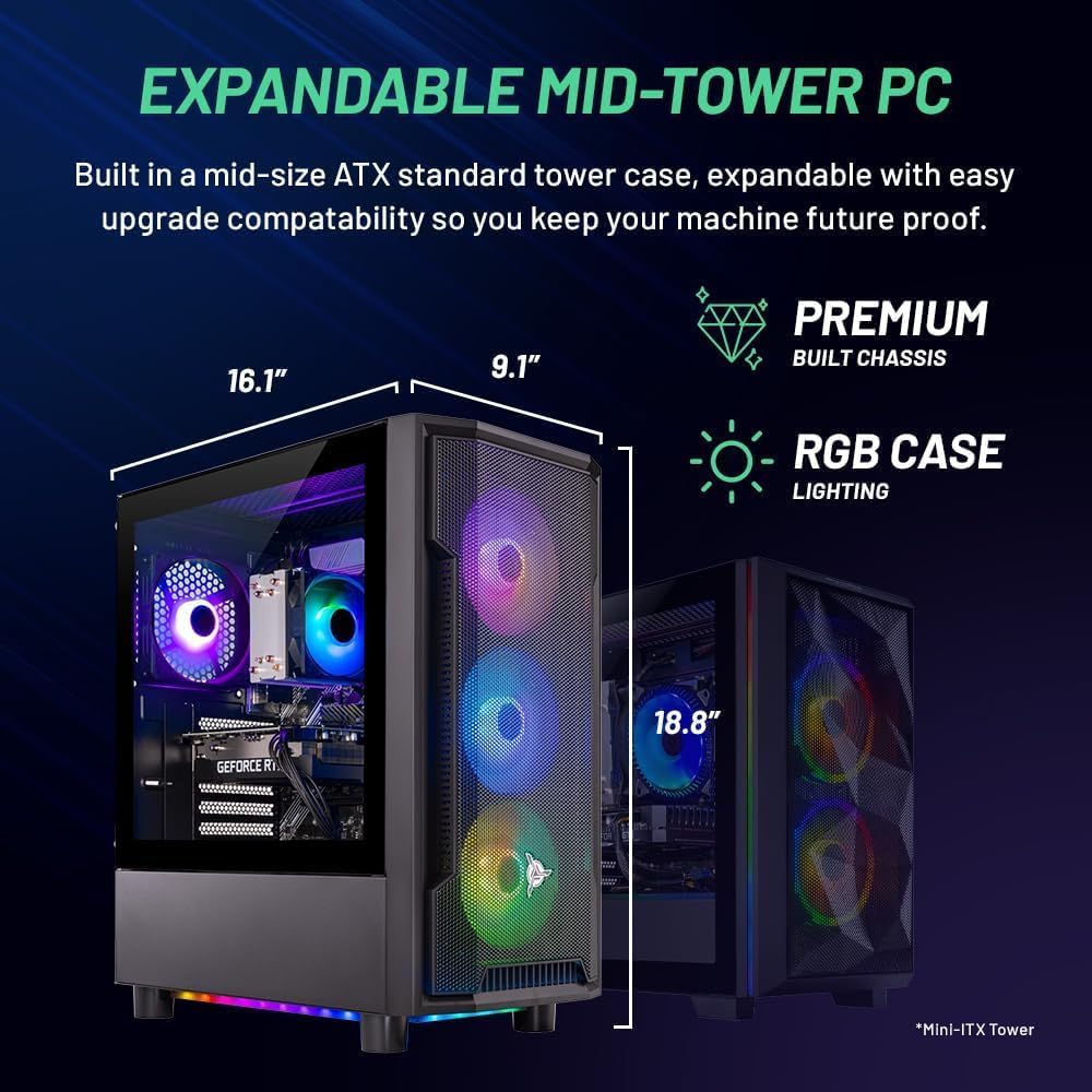 Skytech Shadow Gaming PC, Intel i5 13400F 2.5 GHz (4.6GHz Turbo Boost), NVIDIA RTX 4060 8GB GDDR6X, 1TB NVME, 32GB DDR5 RAM 5200 RGB, 650W Gold PSU, Wi-Fi, Win 11 Home