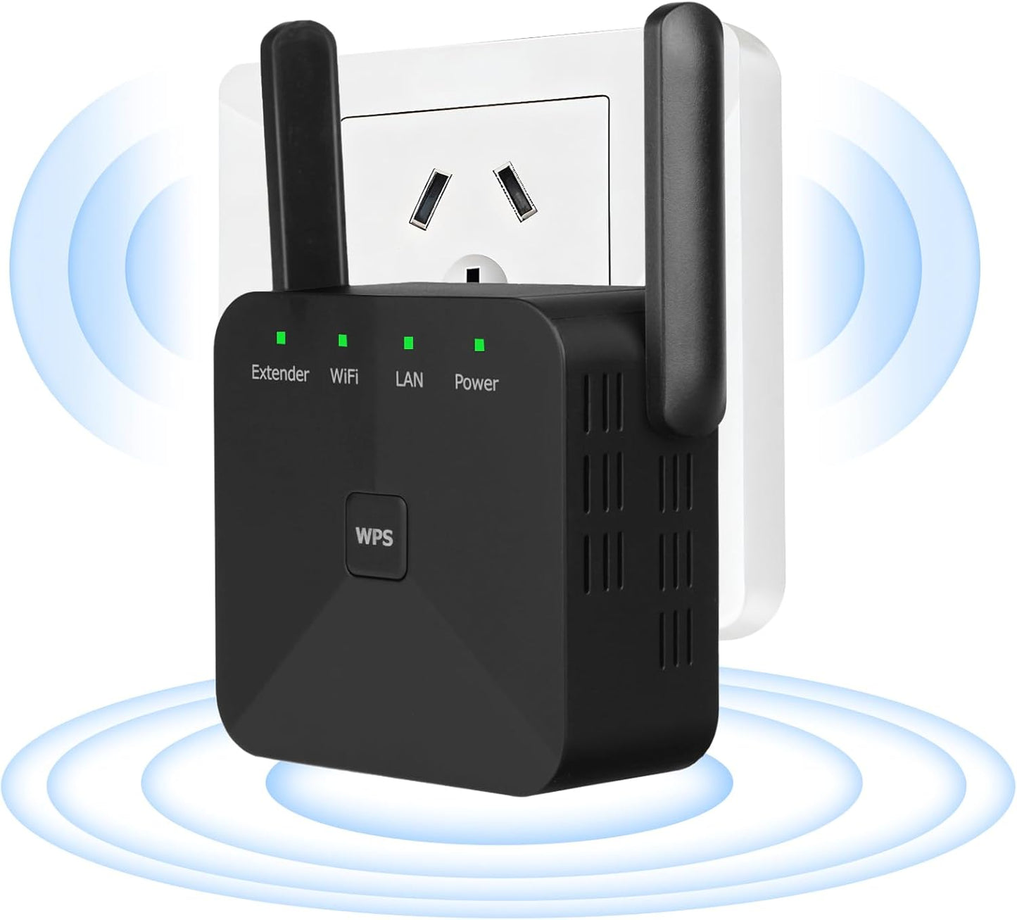 Hocent WiFi Extender, WiFi Booster with Ethernet Port, WiFi Repeater Covers Up to 8000 Sq.ft and 60 Devices, Internet Booster Signal Boosters for Home, Black