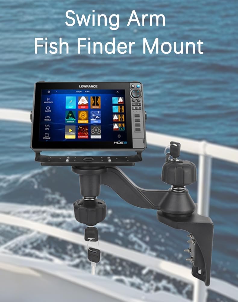 Strg Fish Finder Mount with Lock for Boat, Kayak Fish Finder Swing Mount Marine Electronics Mounts with Rectangular Plate Compatible with Scotty Garmin Lowrance Humminbird and More Depth Finder