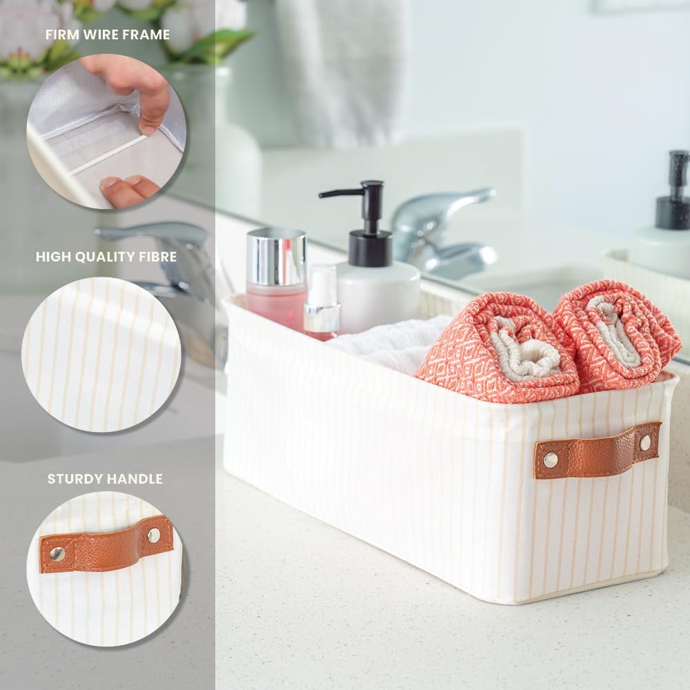 OrganiHaus Large Fabric Storage Baskets for Shelves 3 Pack, 15x11in Closet Storage Bins for Shelves, Cloth Baskets, Fabric Storage Cubes, Linen Closet Organizers, Fabric Basket, White Basket