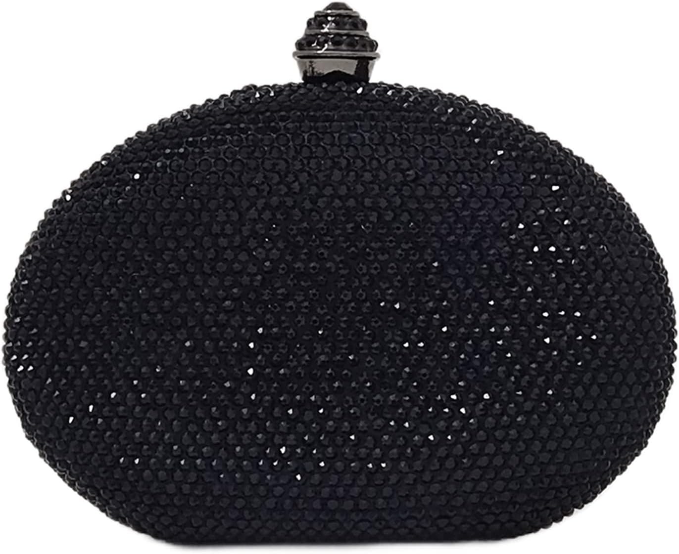 HUANG ZHUANG Egg Shape Crystal Clutch Purse Rhinestone Evening Bag for Women Party Wedding Cute Handbag