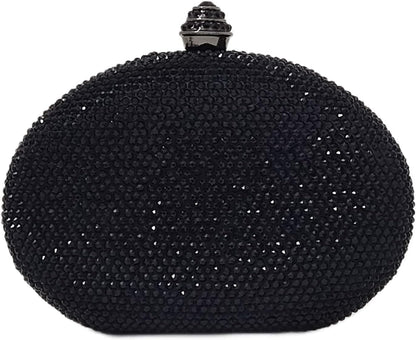 HUANG ZHUANG Egg Shape Crystal Clutch Purse Rhinestone Evening Bag for Women Party Wedding Cute Handbag