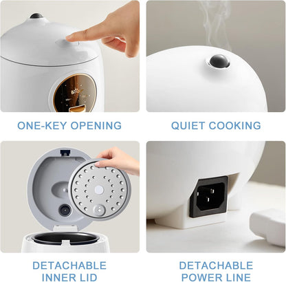 Mini Rice Cooker | 2-Cup Portable Non-Stick Rice Cooker with One-Touch Cooking and Keep Warm