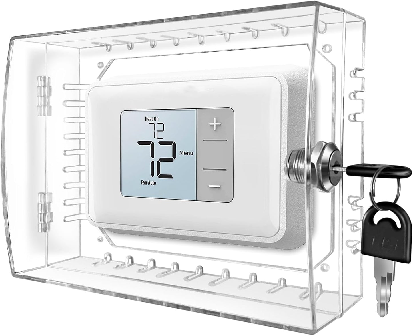 PKLIYH Universal Small Thermostat Lock Box-Thermostat Cover with Key Clear Small Thermostat Guard Fit All Ecobee,Google,Nest Thermostat on Wall 4.72''*4.72''*2'' or Smaller