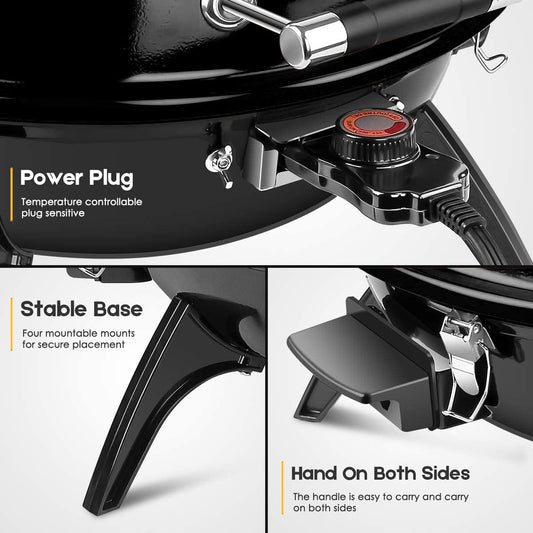Electric BBQ Grill, Techwood 15-Serving Indoor/Outdoor Electric Grill for Indoor & Outdoor Use, Double Layer Design, Portable Removable Grill, 1600W (Tabletop Grill, Black)
