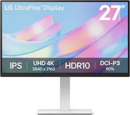 LG 27" 27BA45U-B 27" Ultrafine UHD (3840 x 2160) 4K IPS Monitor – 5ms 60Hz HDR10, DCI-P3 90%, Tilt/Height/Swivel/Pivot Adjustment, HDMI & DisplayPort, Eye Comfort, Black